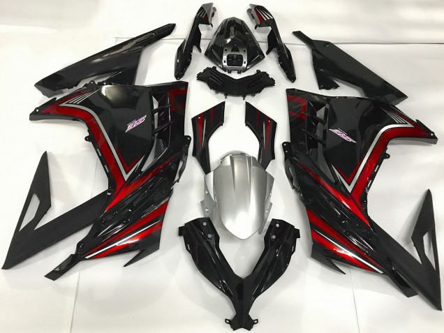 2013-2017 Kawasaki Ninja 300 Motorcycle Fairings - Glossy Black Red Canada