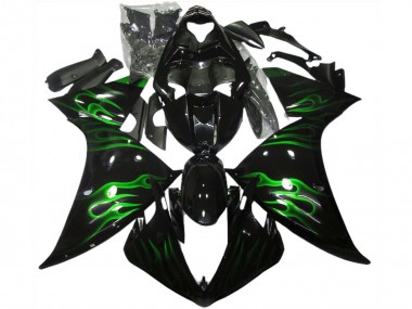 Purchase 2009-2011 Yamaha R1 Motorcycle Fairings - Glossy Black Green Flame Canada