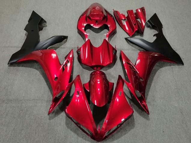 2004-2006 Yamaha R1 Motorcycle Fairings - Candy Red Matte Black Canada