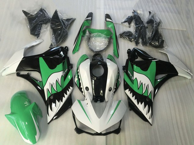 2015-2018 Yamaha R3 Motorcycle Fairing - White Green Black Shark Canada