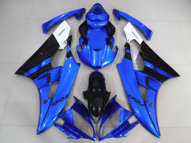 2006-2007 Yamaha R6 Motorcycle Fairings - White Blue Glossy Black Canada