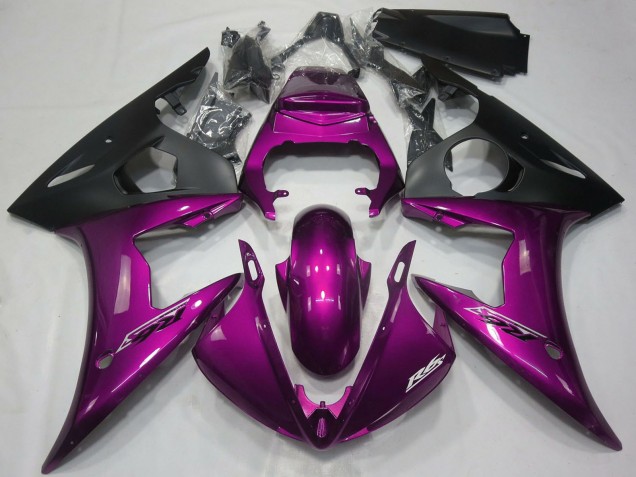 2005 Yamaha R6 Motorcycle Fairings - Dark Pink Matte Black Canada