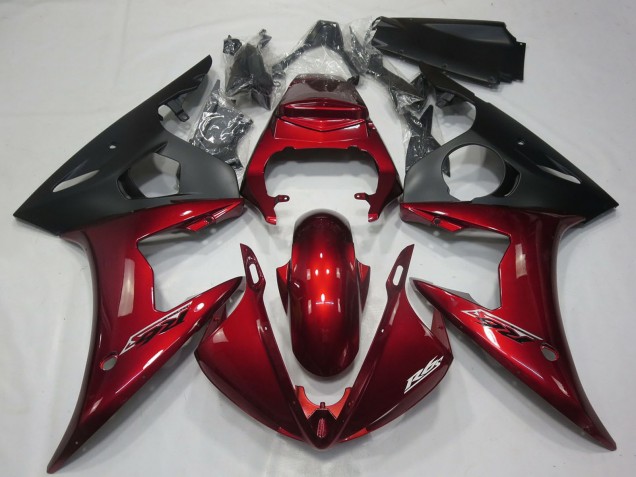 2005 Yamaha R6 Motorcycle Fairings - Dark Red Matte Black Canada