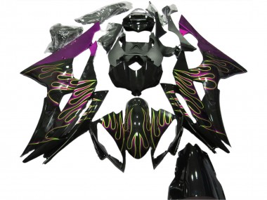 Purchase 2008-2016 Yamaha R6 Motorcycle Fairings - Purple Glossy Black Gold Flame Canada