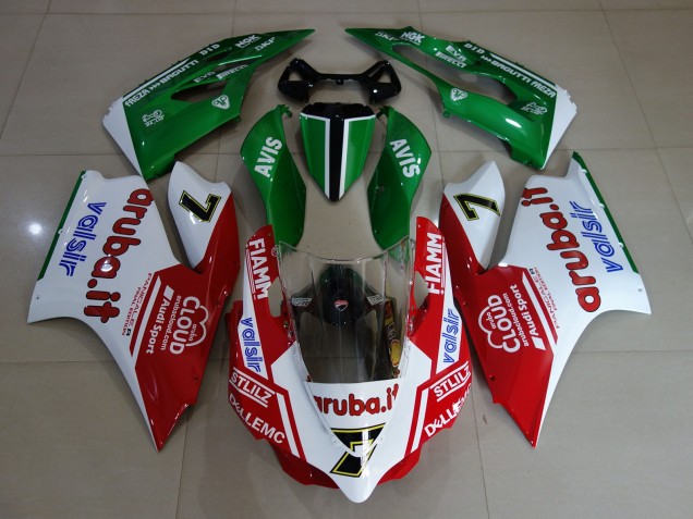 2011-2014 Ducati 899 1199 Motorcycle Fairings - White Red Green Fiamm 7 Canada