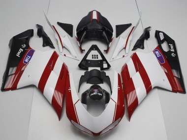 Purchase 2007-2014 Ducati 848 1098 1198 Motorcycle Fairing - White Red Glossy Black Canada
