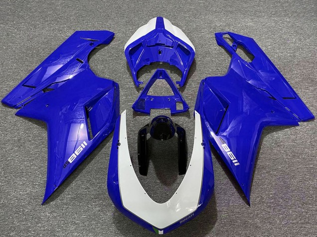2007-2014 Ducati 1198 Motorcycle Fairings - Glossy Blue White Canada