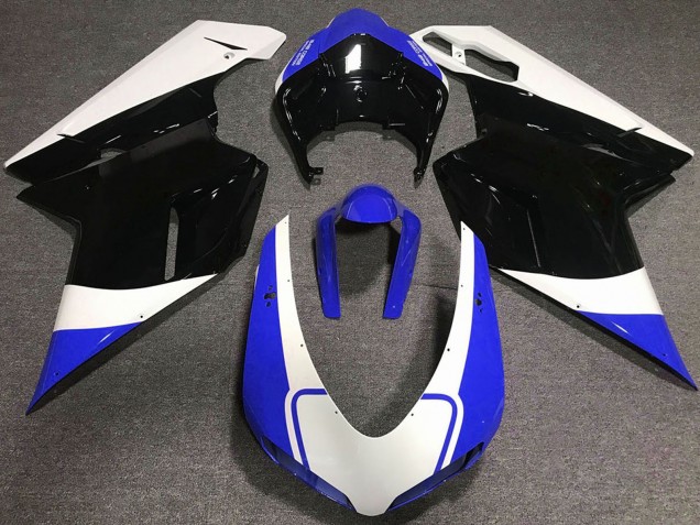 2007-2014 Ducati 848 1098 1198 Motorcycle Fairing - White Blue Glossy Black Canada