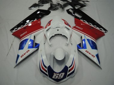 Purchase 2007-2014 Ducati 848 Motorcycle Fairings - White Red Blue Glossy Black Corse 69 Canada