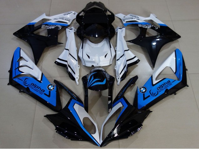 2009-2014 BMW S1000RR Motorcycle Fairings - White Blue Glossy Black Alpha Canada