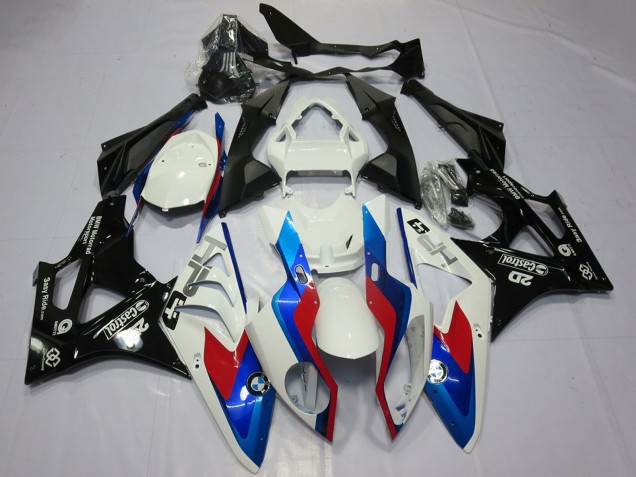 2009-2014 BMW S1000RR Motorcycle Fairings - White Red Blue Glossy Black Castrol OEM Style Canada