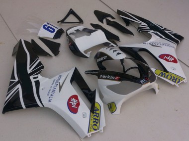 Purchase 2006-2008 Triumph Daytona 675 Motorcycle Fairings - White Glossy Black with Flag Canada