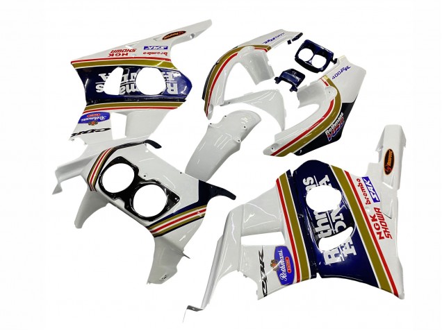 1990-1999 Honda CBR400RR NC29 Motorcycle Fairings - White Gold Red Dark Blue Rothmans Canada