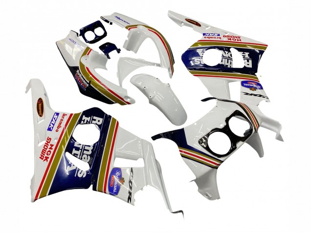 1990-1999 Honda CBR400RR NC29 Motorcycle Fairings - White Gold Red Dark Blue Rothmans Canada