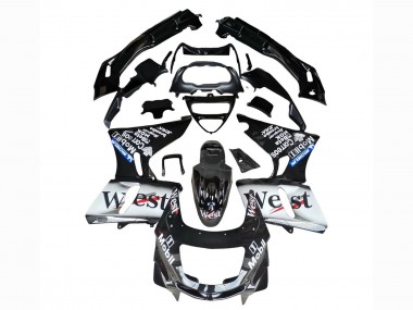 Purchase 1998-2003 Kawasaki ZZR600 Motorcycle Fairings - Glossy Black White West Canada