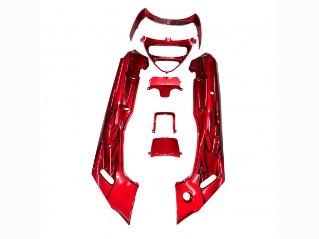 1993-2007 Kawasaki ZZR400 Motorcycle Fairings - Red Black Flame Canada