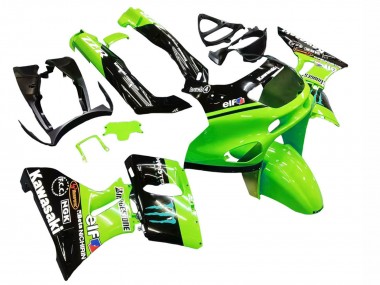 Purchase 1998-2003 Kawasaki ZZR600 Motorcycle Fairings - Green Glossy Black Blue Monster Elf Touch4 Bridgestone Canada