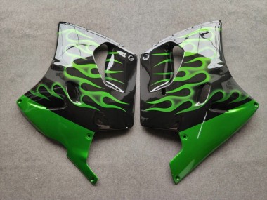 Purchase 1993-2003 Kawasaki ZZR1100 Motorcycle Fairings - Glossy Black Green Flame Canada