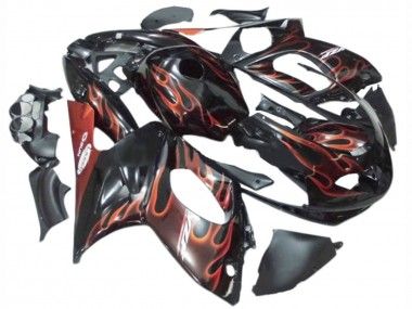 Purchase 1996-2007 Yamaha YZF600R Thundercat Motorcycle Fairings - Black with Dark Orange Flame Canada