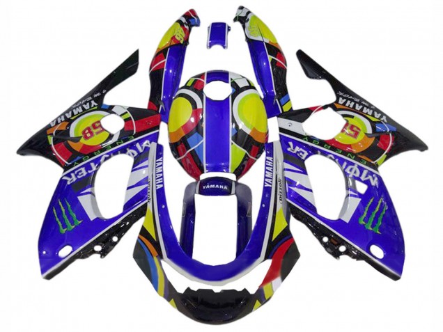 1996-2007 Yamaha YZF600R Thundercat Motorcycle Fairings - Blue Black White Yellow Monster 46 Canada
