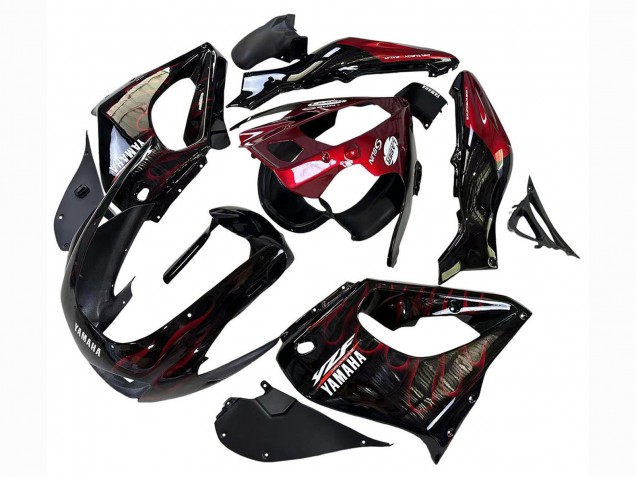 1997-2007 Yamaha YZF 1000R Thunderace Motorcycle Fairings - Black with Dark Red Flame Canada