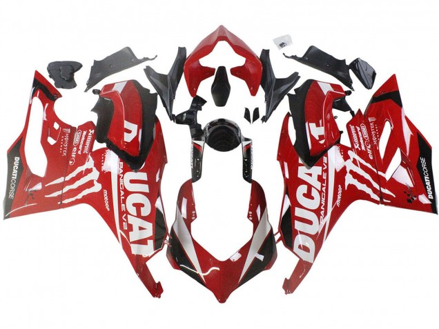 2020-2024 Ducati Panigale V2 Motorcycle Fairings - Red Glossy Black Monster Corse Canada