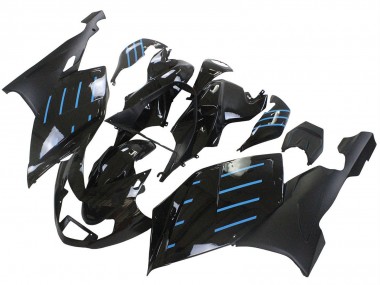 Purchase 2005-2010 BMW K1200S Motorcycle Fairings - Glossy Black Matte Black Blue Lines Canada
