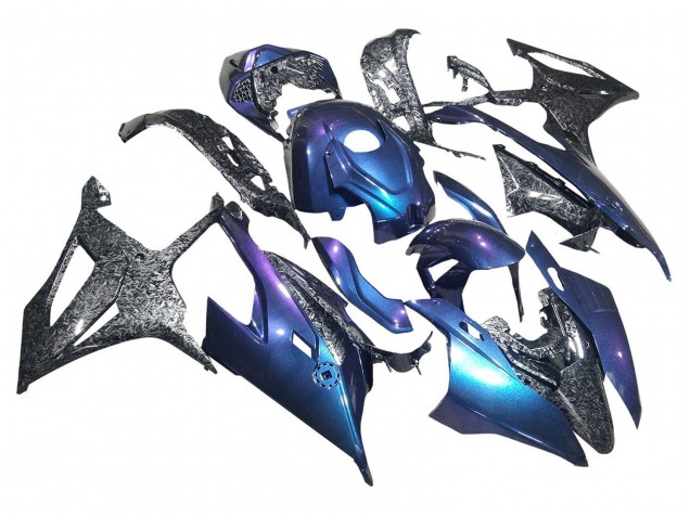 2019-2022 BMW S1000RR Motorcycle Fairings - Gradient Blue Purple Forged Carbon Fiber Canada