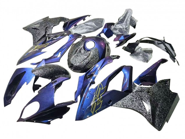 2015-2016 BMW S1000RR Motorcycle Fairings - Gradient Purple Blue Forged Carbon Fiber Canada
