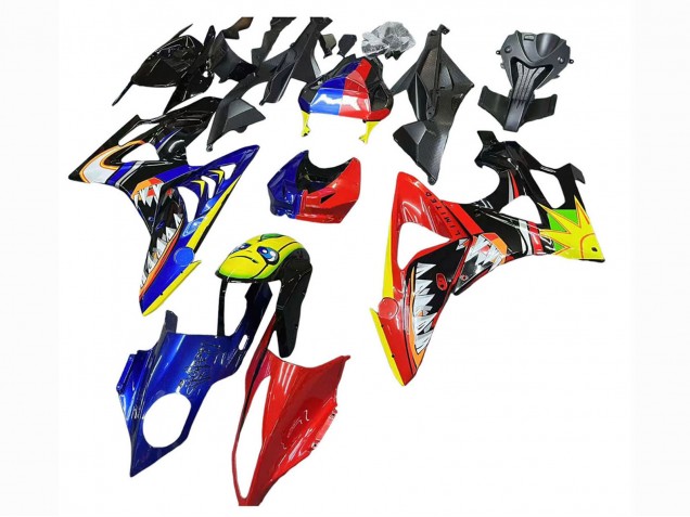 2009-2014 BMW S1000RR Motorcycle Fairings - Red Blue Yellow Shark Canada