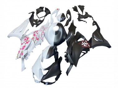 Purchase 2023-2025 Kawasaki ZX6R Motorcycle Fairings - Black White with Flower Canada