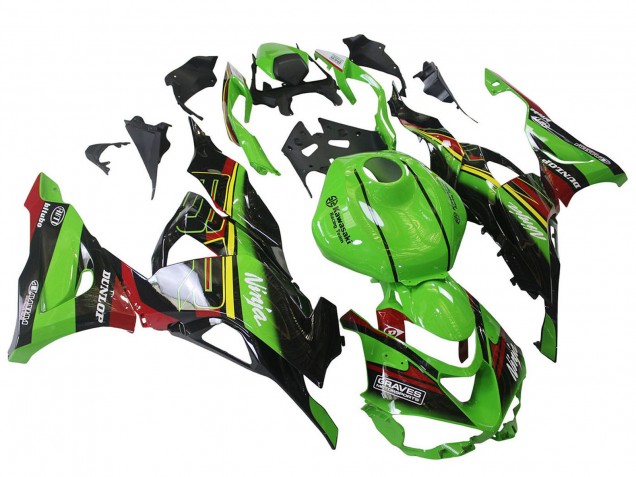 2023-2026 Kawasaki ZX6R Motorcycle Fairings - Green Black Red Yellow Dunlop Canada