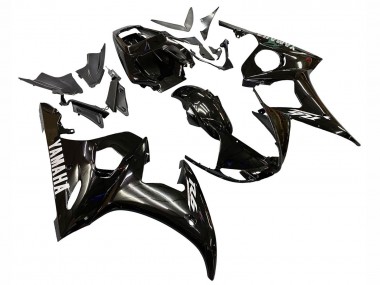 Purchase 2003-2004 Yamaha YZF R6 Motorcycle Fairings - Glossy Black White Decals Canada
