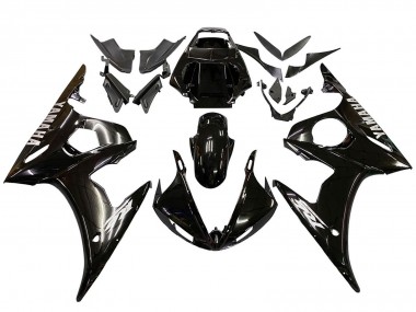 Purchase 2003-2004 Yamaha YZF R6 Motorcycle Fairings - Glossy Black White Decals Canada