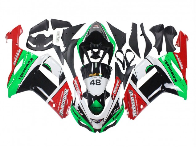 2007-2008 Kawasaki ZX6R Motorcycle Fairings - Green Red Canada