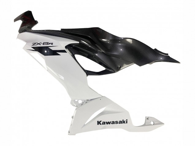 2019-2022 Kawasaki ZX6R Motorcycle Fairings - White Black Carbon Fiber Canada