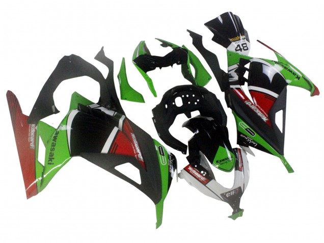 2013-2017 Kawasaki EX300 Motorcycle Fairings - Green White Red Black Elf Canada