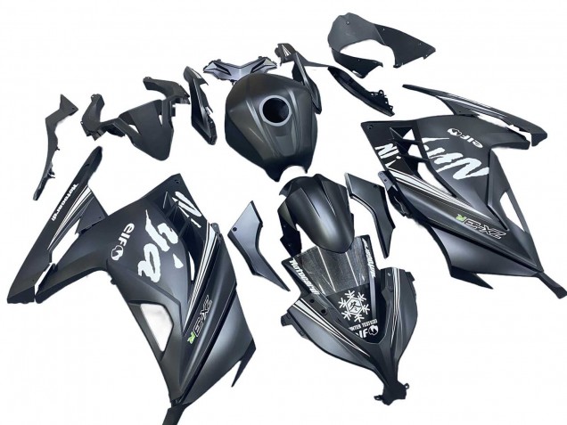 2013-2017 Kawasaki EX300 Motorcycle Fairings - Matte Black White Elf Snow Canada