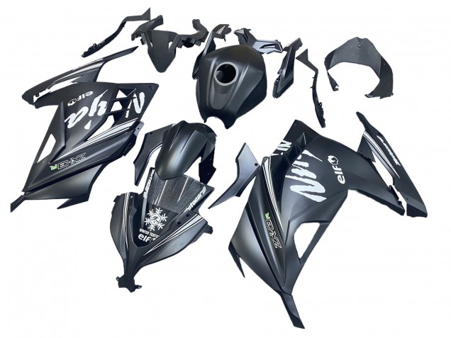 2013-2017 Kawasaki EX300 Motorcycle Fairings - Matte Black White Elf Snow Canada