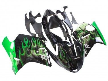 Purchase 1996-2007 Honda CBR1100XX Blackbird Motorcycle Fairing - Glossy Black Green Flame Canada