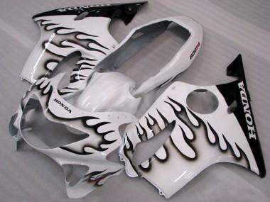 Purchase 1999-2000 Honda CBR600 F4 Motorcycle Fairings - White Glossy Black Flame Canada
