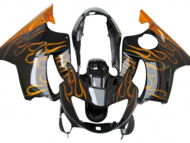 Purchase 1999-2000 Honda CBR600 F4 Motorcycle Fairings - Glossy Black Gold Flame Canada