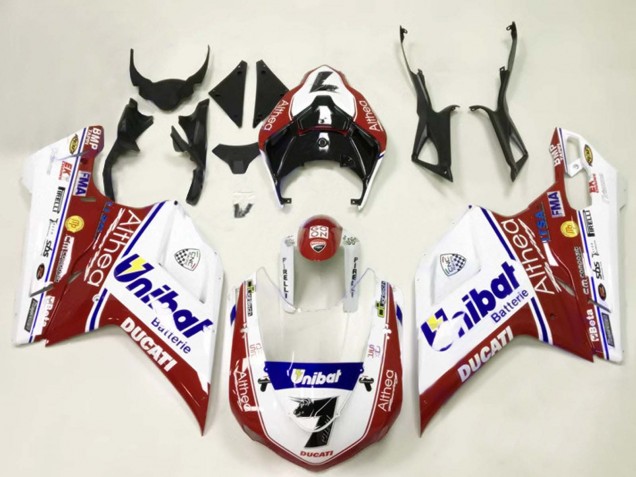 2007-2014 Ducati 848/1098/1198 Motorcycle Fairings - White Red Blue Unibat 7 Canada