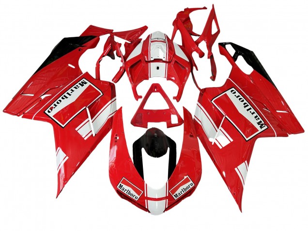 2007-2014 Ducati 848/1098/1198 Motorcycle Fairings - White Red Glossy Black Marlboro Canada