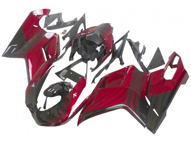 2007-2014 Ducati 848 Motorcycle Fairing - Red Glossy Black Canada