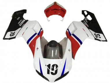 Purchase 2007-2014 Ducati 848/1098/1198 Motorcycle Fairings - White Red Blue Glossy Black 19 Canada