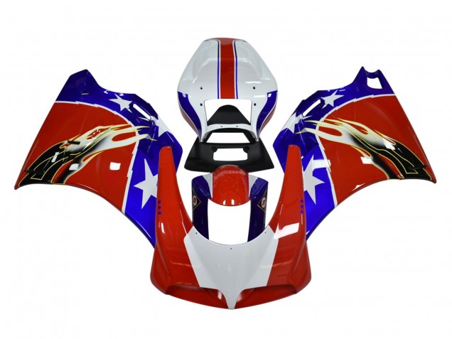1993-2005 Ducati 748/916/996/998 Motorcycle Fairings - White Red Blue Black Flame Canada