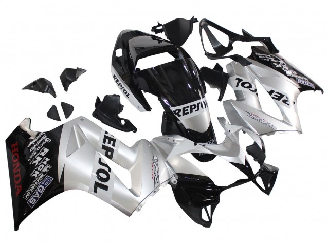2002-2013 Honda VFR 800 Motorcycle Fairings - Silver Glossy Black Repsol Canada