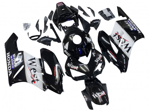 2004-2005 Honda CBR1000RR Motorcycle Fairings - Glossy Black White West Canada