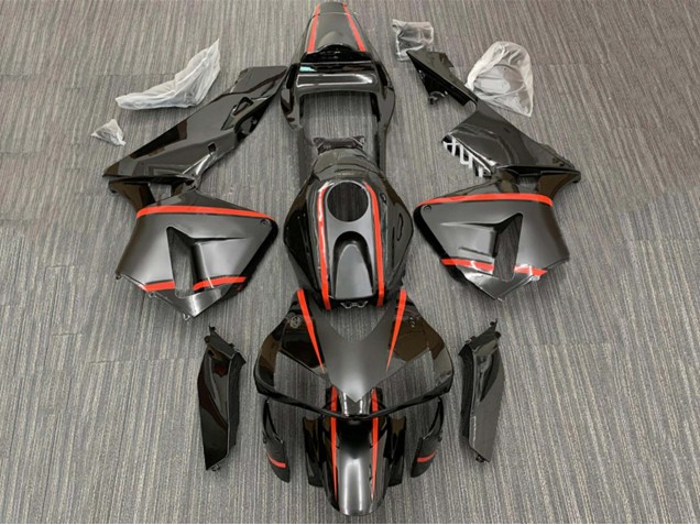 2003-2004 Honda CBR600RR Motorcycle Fairings - Glossy Black Red Stripe Canada
